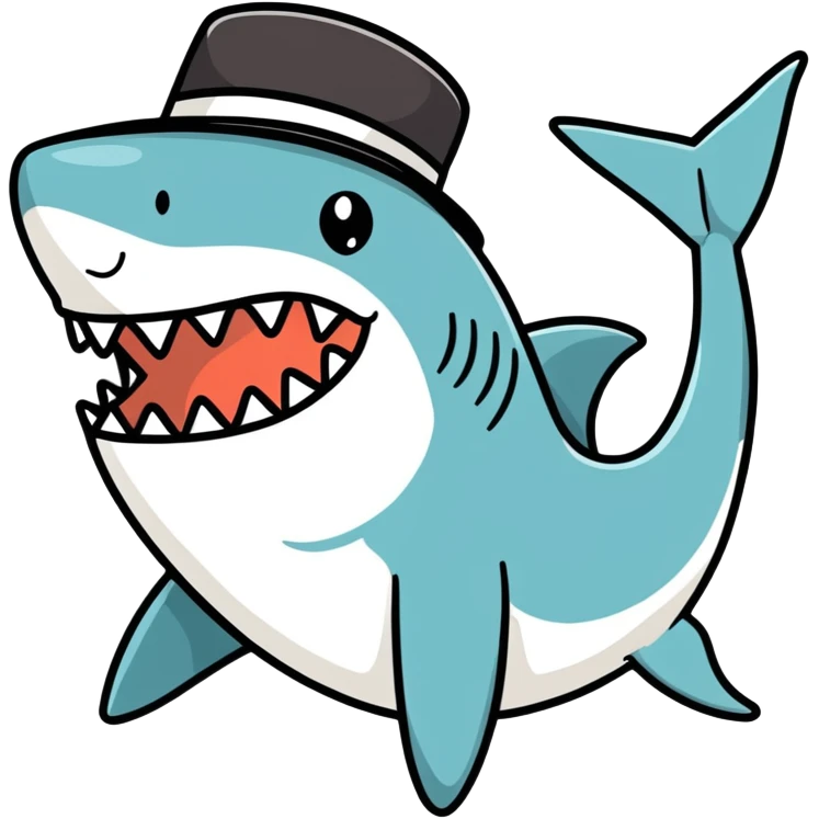 Shark with a top hat emoji