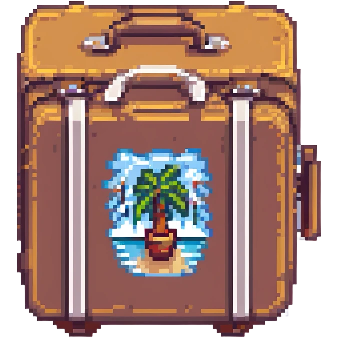 small retro pixel art travel suitcase emoji