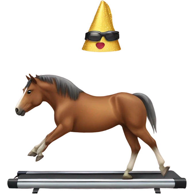Horse on treadmill with party hat  emoji