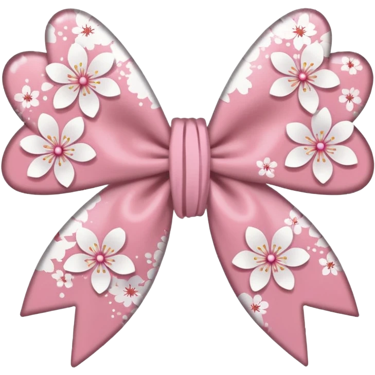 white sakura flower with a bow and paint splatter pattern petals emoji