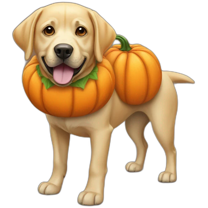 Labrador dressed as pumpkin emoji