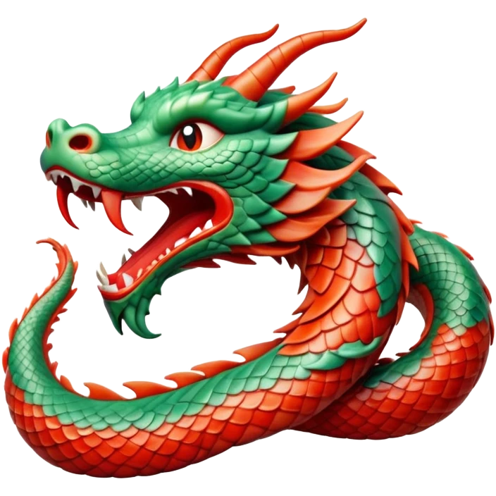 Cinematic Cute Yawning Chinese Serpent Dragon Portrait Emoji, Head gently inclined with a dramatic, wide-open yawn, revealing an elegantly elongated body with softly glowing jade and vermilion scales, enriched by subtle, ethereal cloud and ripple motifs; rendered with authentic detail and delicate natural light, high shine, relaxed yet wise, styled with a dash of ancient mystique, soft glowing outline, capturing the essence of a drowsy but venerable celestial dragon ready to drift into a serene, timeless slumber! emoji