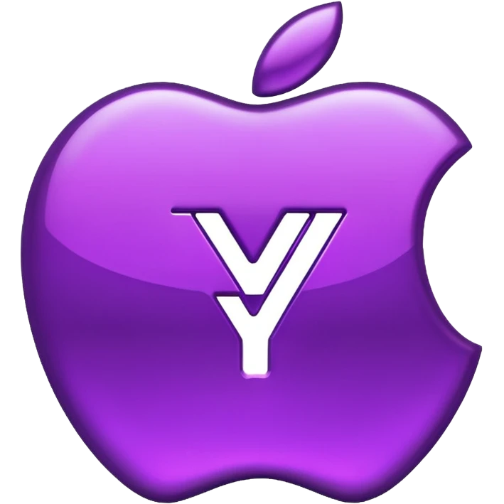 yuan sign symbol in metallic purple color, apple emoji style, no text emoji