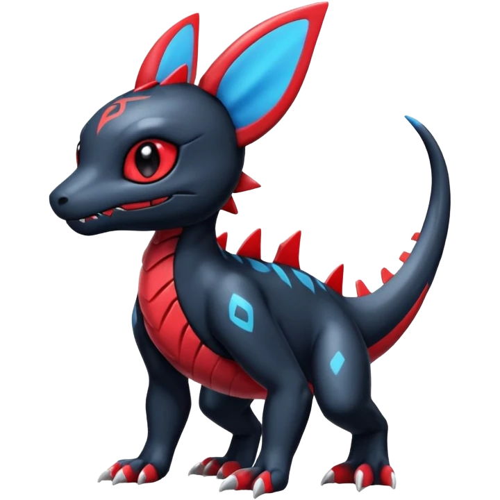 Cute Shiny Guilmon-Salandit-Umbreon-Fakémon-hybrid-creature (full body)  emoji