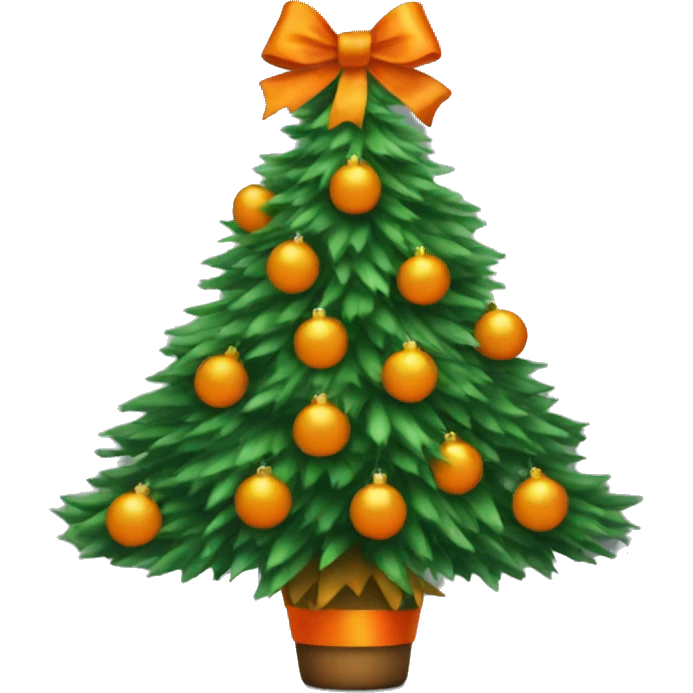 A Christmas tree with orange bows on it emoji