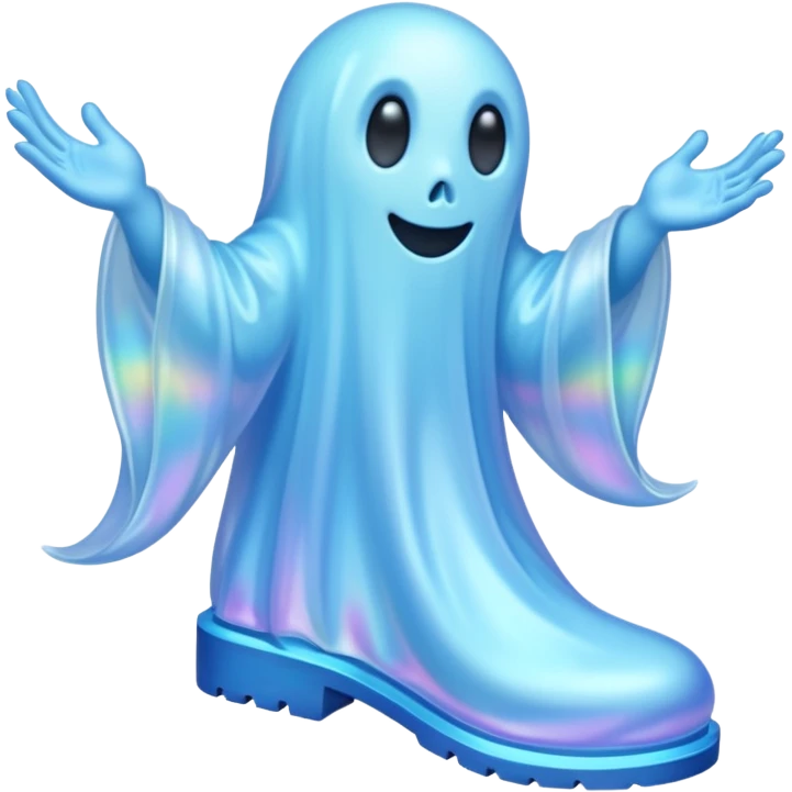 A holographic ghost with two boots emoji