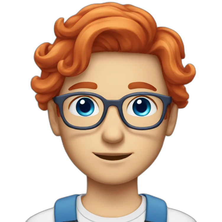 Red head with blue eyes long hair glasses fairy core emoji