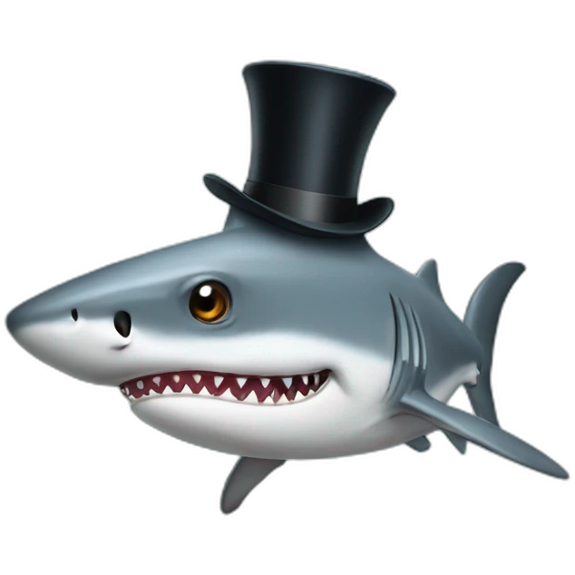 Shark with a top hat emoji