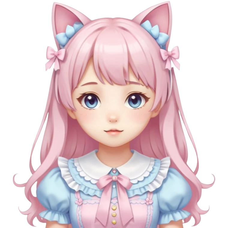 Shiny Blushing Cute Kawaii Beautiful Pastel Lolita Anime Catgirl Trending Style Cottagecore Pastelcore  emoji