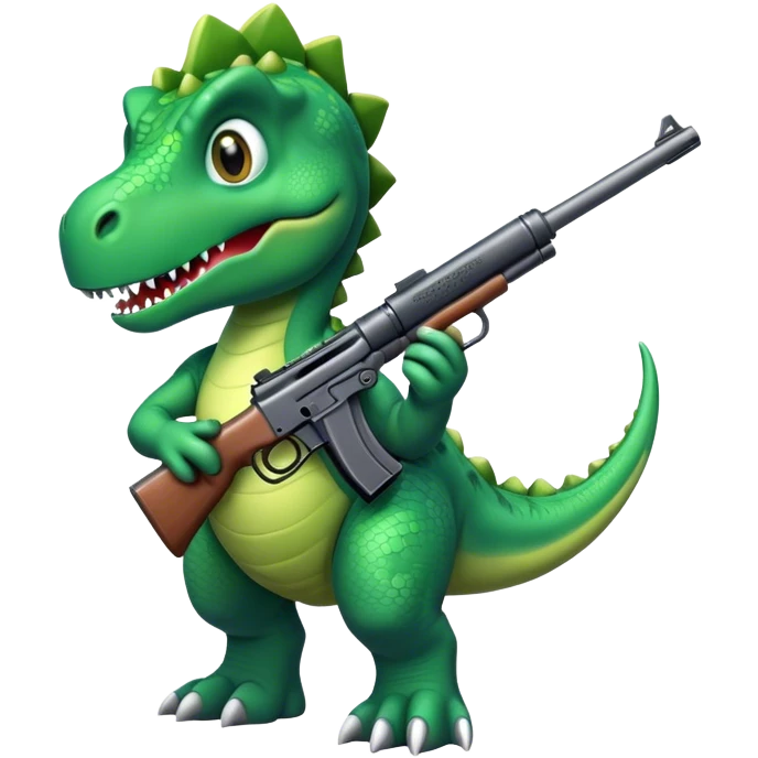 Dinosaur holding a gun emoji