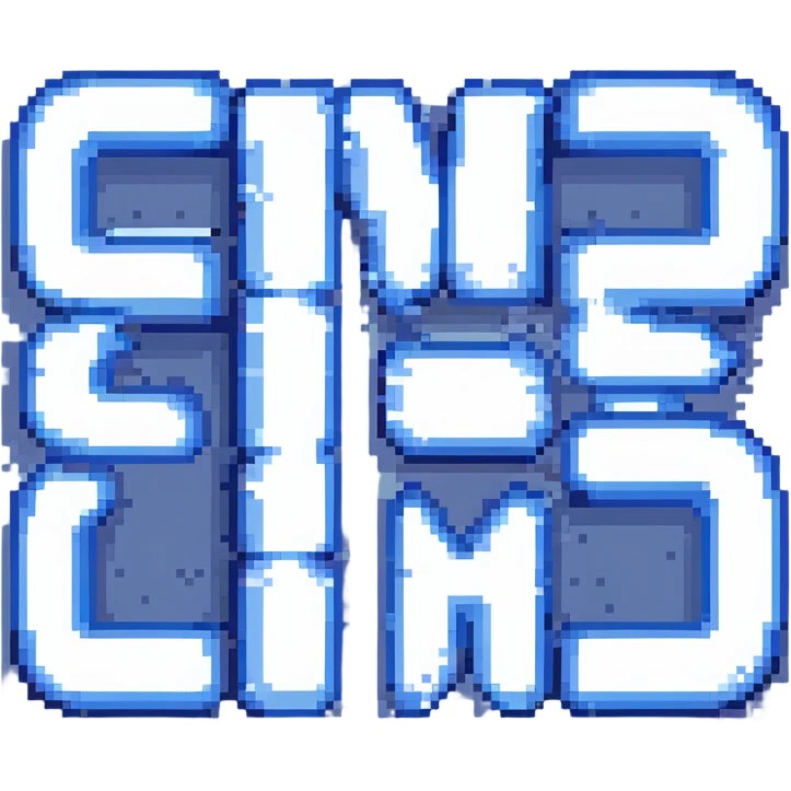 logo for 'Sans Fight' inspired by Undertale, pixel art style, bold blue and white colors emoji