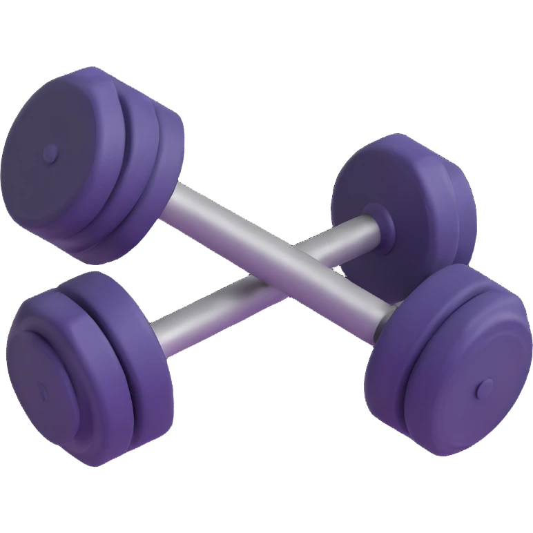 Dumbbell gym weight floating in the air, bright colors emoji