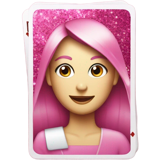Pink deck of cards with glitter   emoji