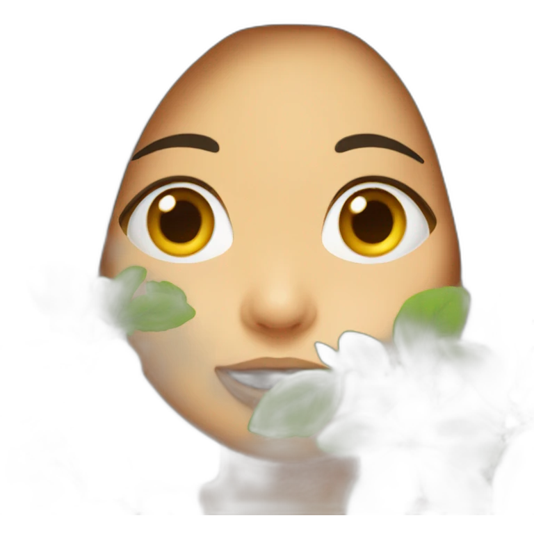 brunette girl eating a plant emoji