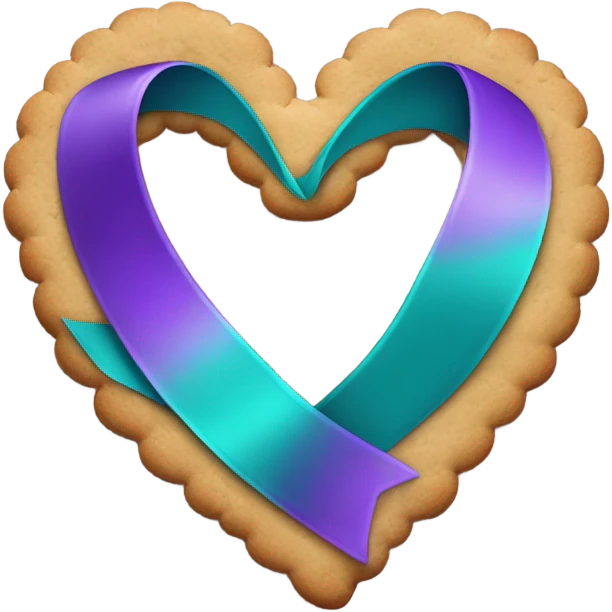 Purple teal Suicide awareness ribbon, heart cookie emoji