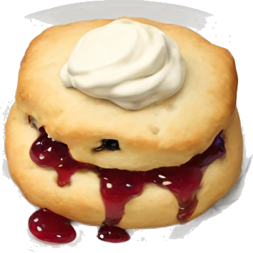 Scones on a plate with Jam and Cream emoji