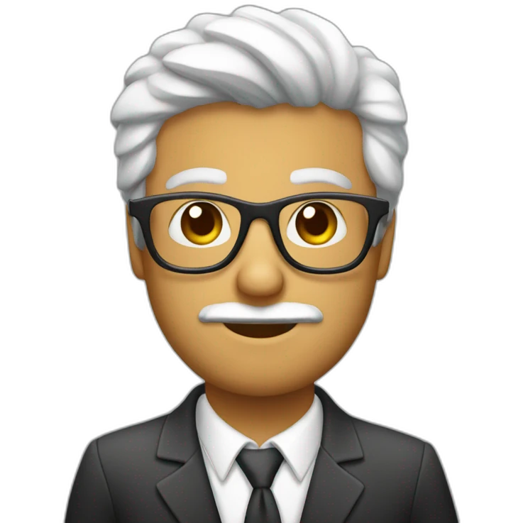 Hombre mayor pelo blanco con gafas emoji