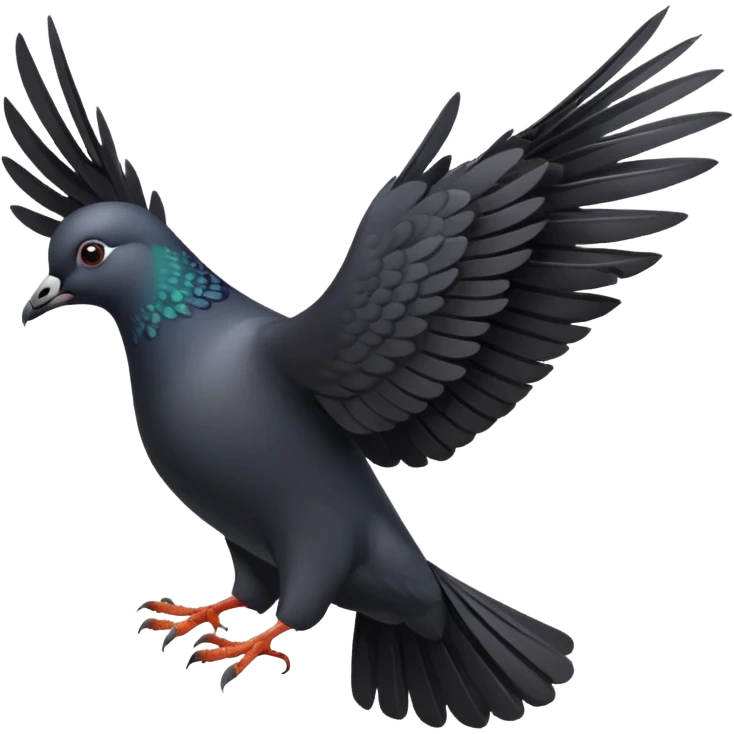 black pigeon flying emoji