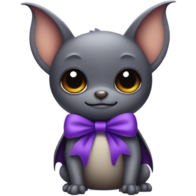 little bat wearing a purple bow emoji