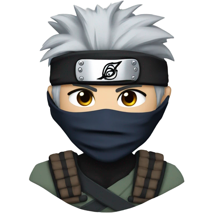 Kakashi With Black hair and Black beard , Ninja West  emoji