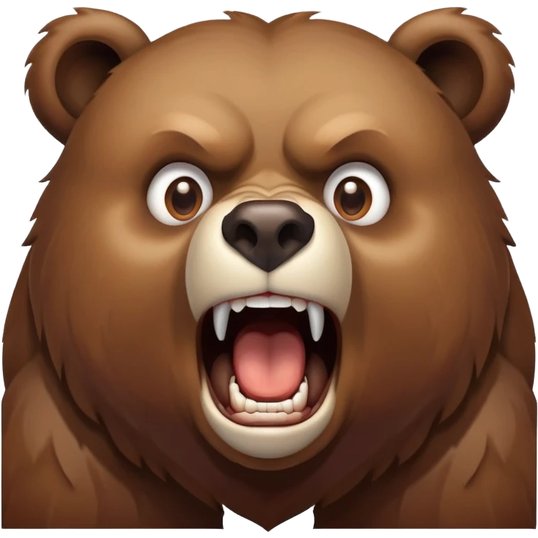 create a bear that screams and has eyes in different directions, bust emoji