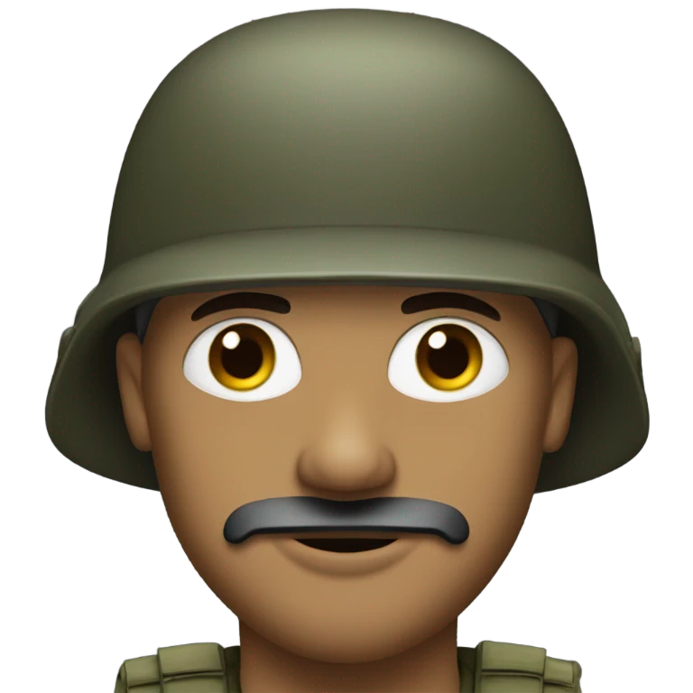 Guy with goatee wearing high cut military helmet emoji