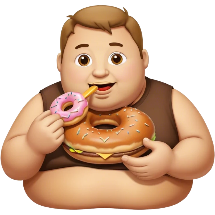Fat guys eating a donut and a hamburger in the other hand  emoji