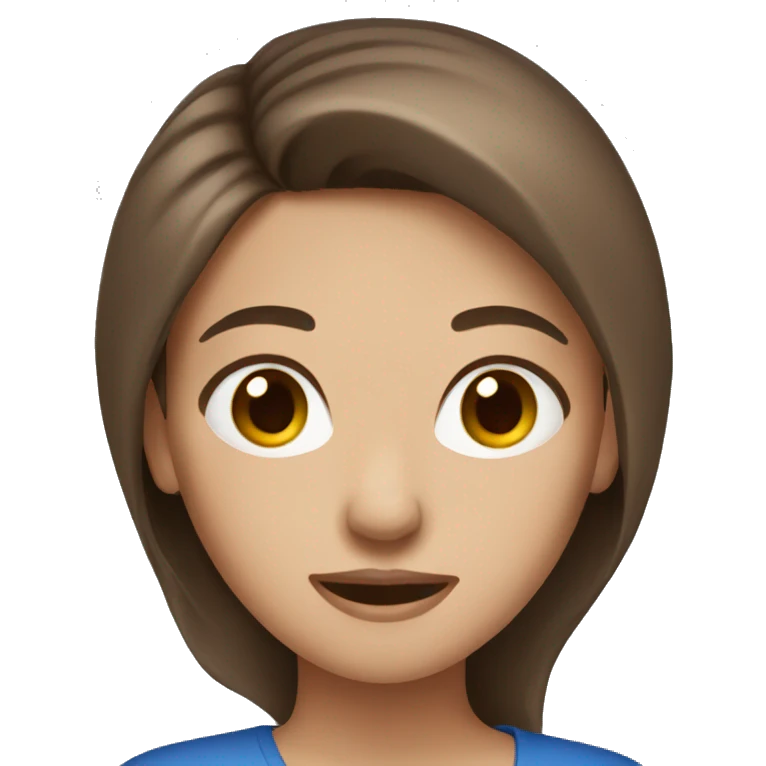 Brown hair  woman blue eyes emoji