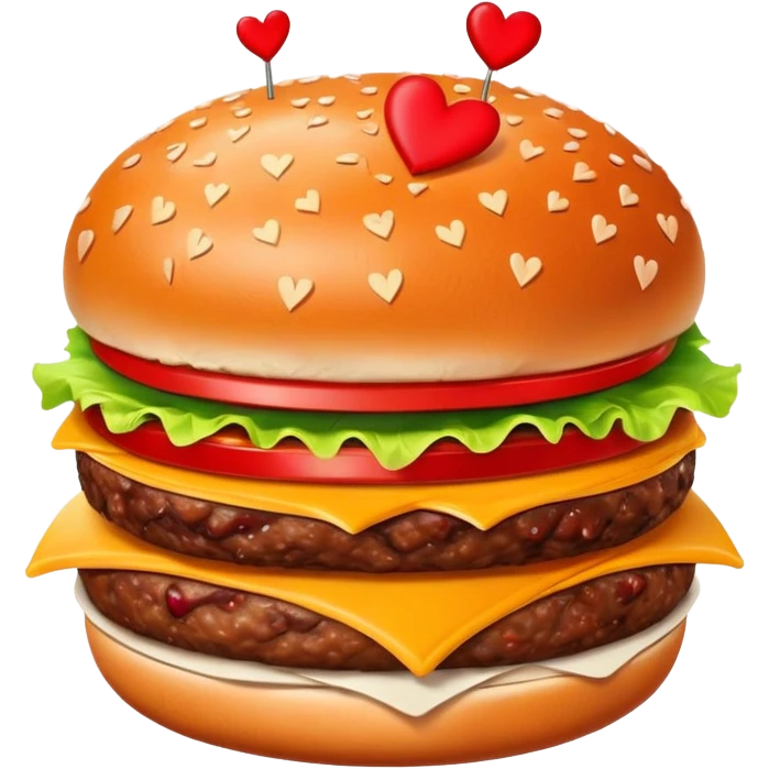Burger blowing hearts emoji