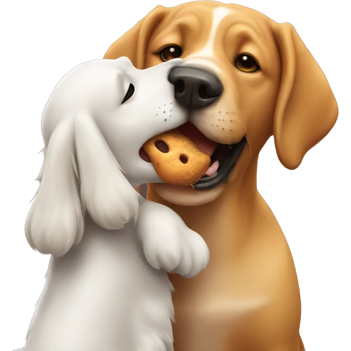 Dog licking a cat emoji
