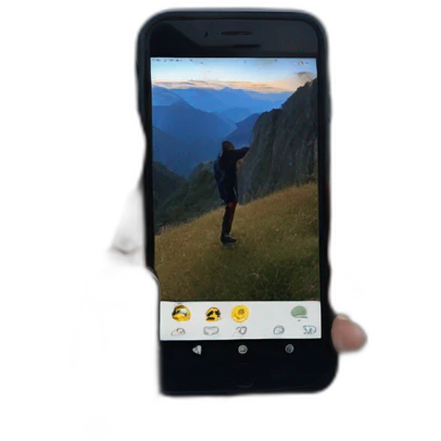 Boy German take a photo while sunrise at the mointain emoji