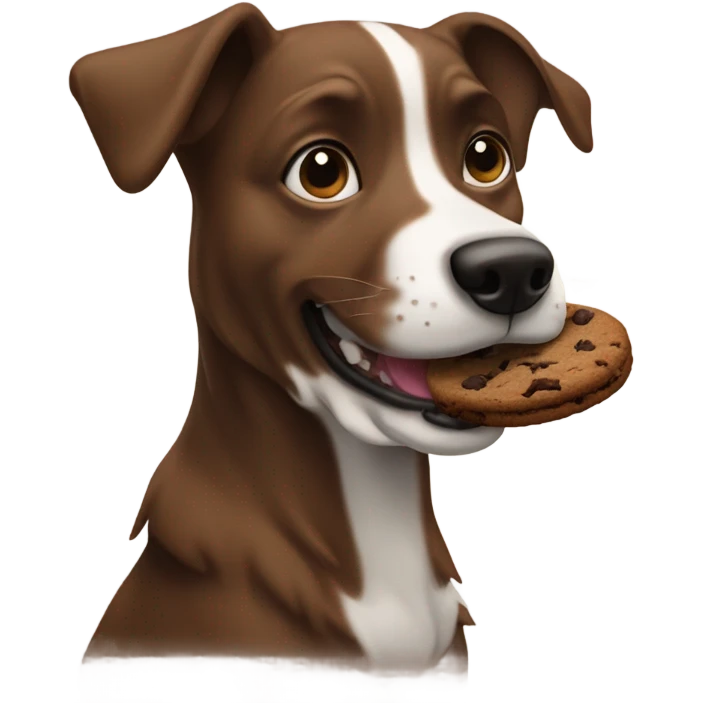 Dog eating double chunk chocolate cookie in japan emoji