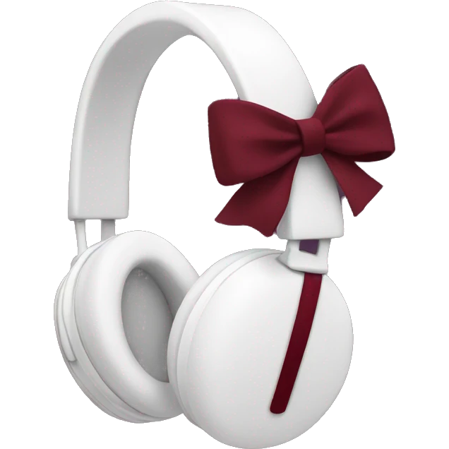 White headphones with burgundy bow emoji