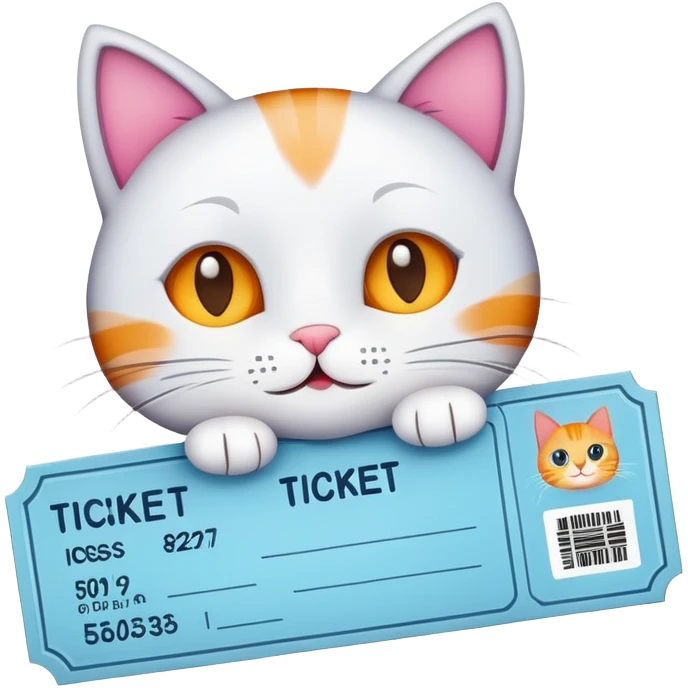 cartoon child ticket with cat emoji