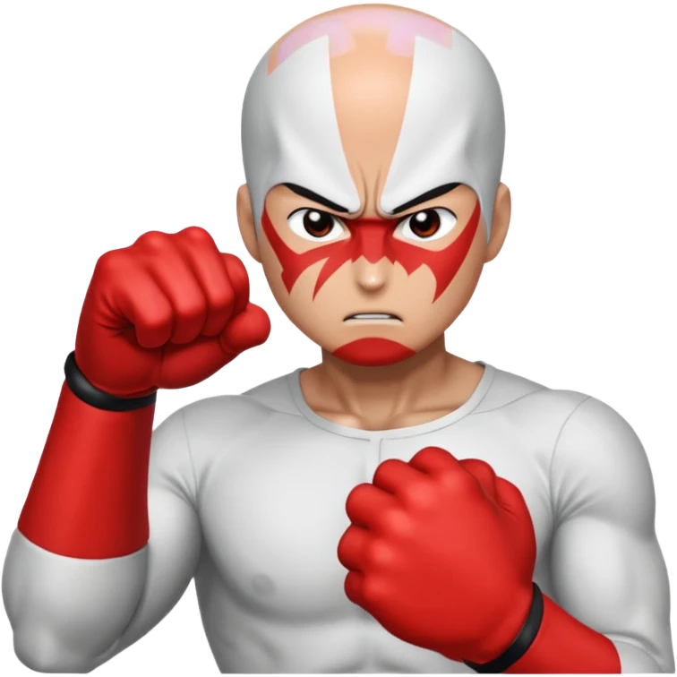 Angry Saitama with his red giant hand punching emoji
