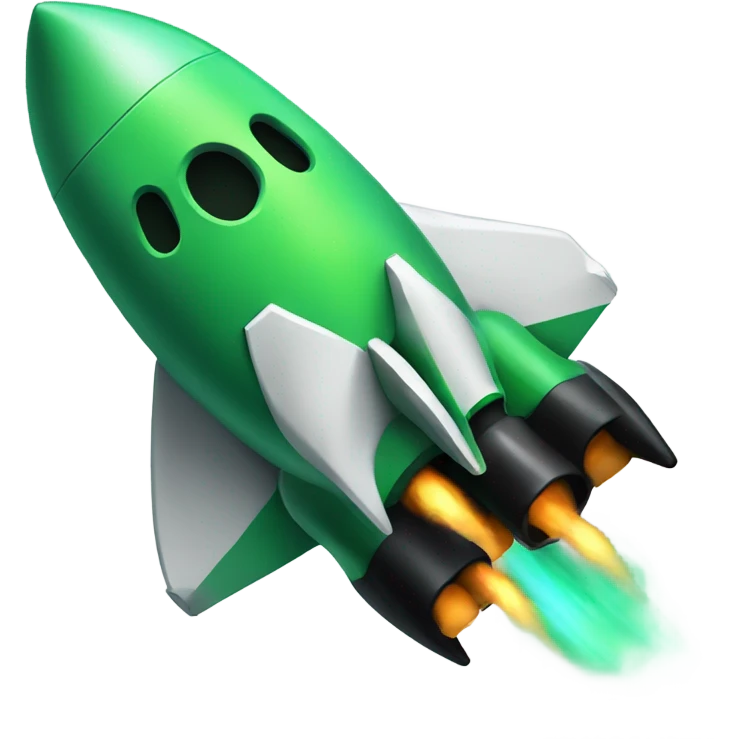 green and black rocket ship emoji