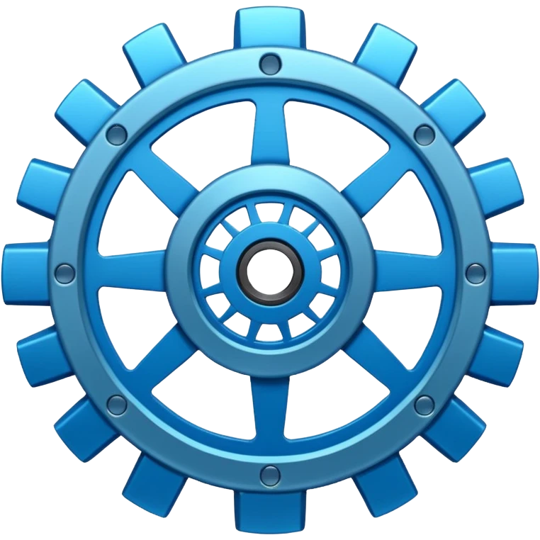 gear with circuit-style connected nodes, representing global system configuration and connectivity. emoji