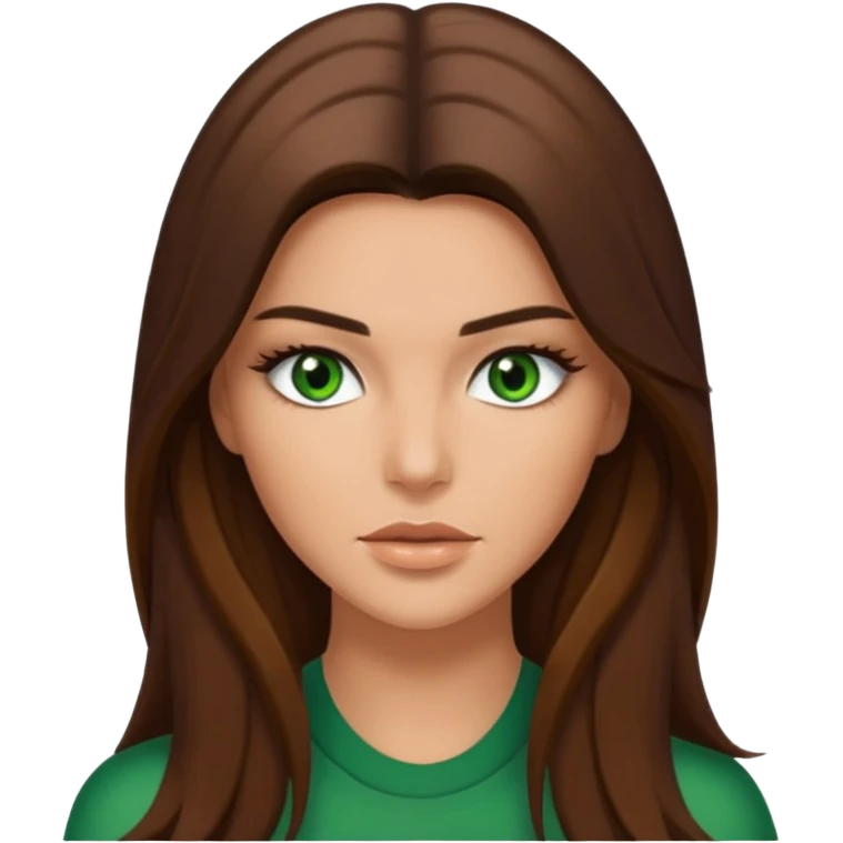 Kendal Jenner with green eyes and brown long hair and Carmel skin  emoji