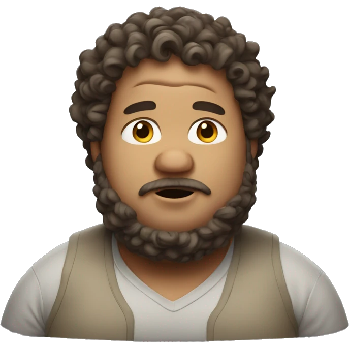 fat man has curly hair emoji