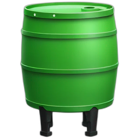 green construction plastic barrel with legs, wearing black crocs emoji