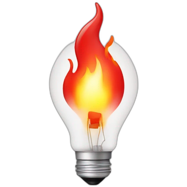 red bulb with flames emoji