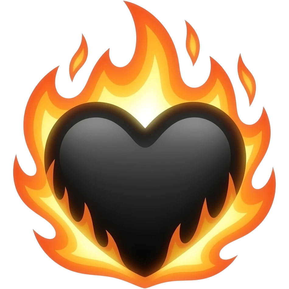 Black heart in fire emoji