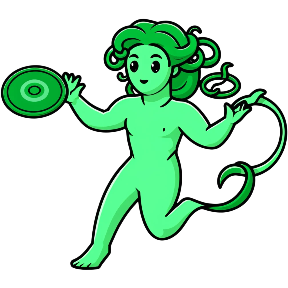 medusa throwing a frisbee emoji