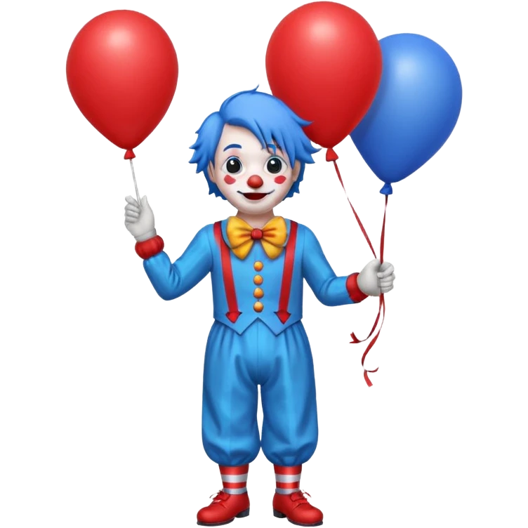 circus clown blue hair with balloon ffullbody emoji