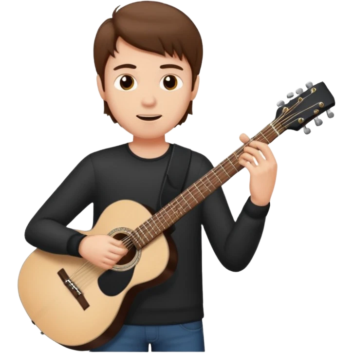 white Guy with brown  playing a black guitar emoji
