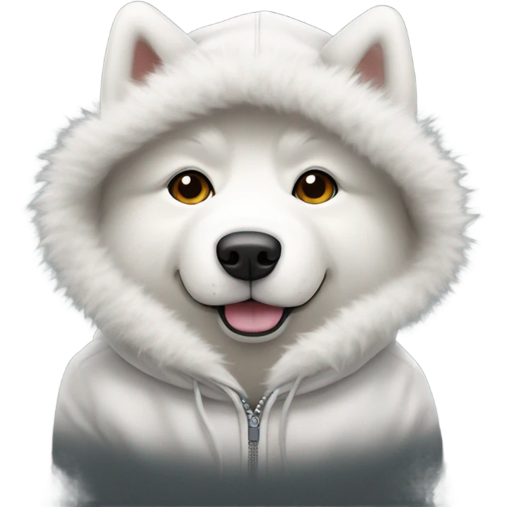 Samoyed wearing a hoodie  emoji