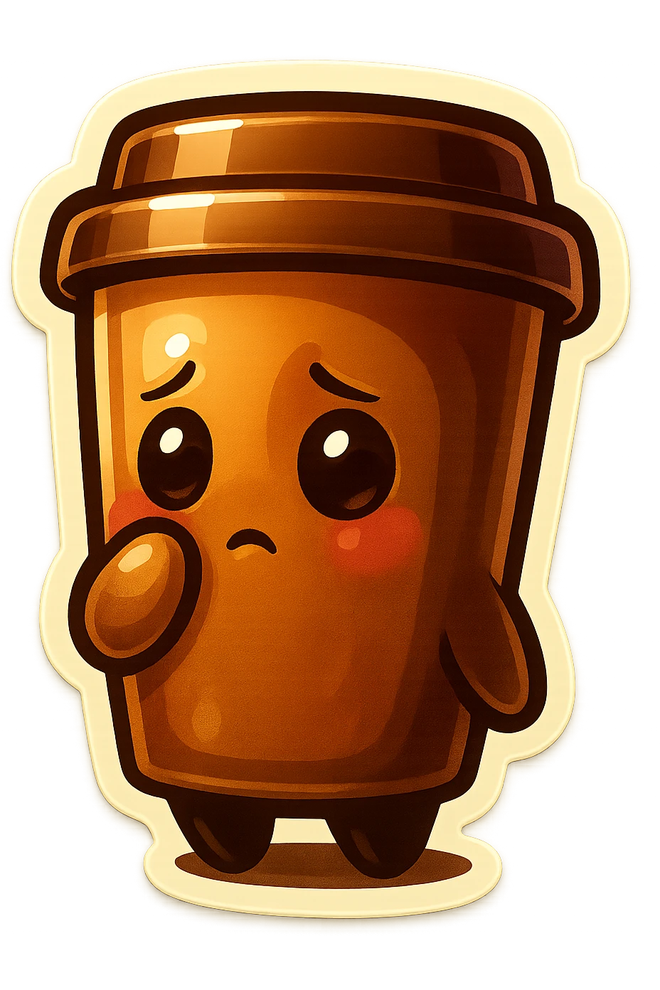 Tall coffee cup, shy, hiding emoji
