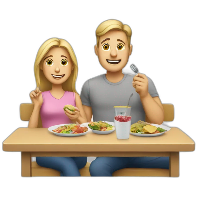 White Parents eating lunch emoji