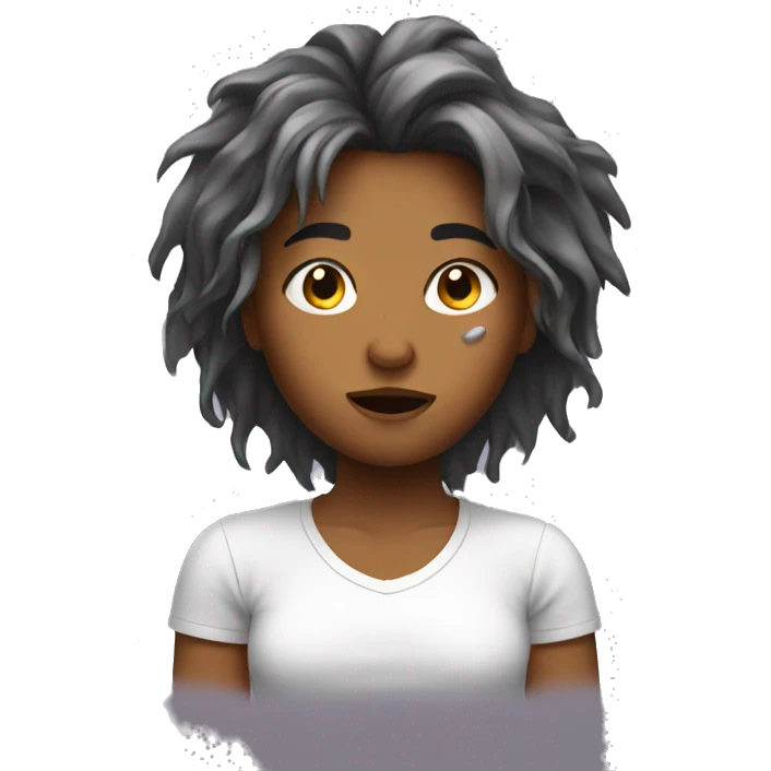 Girl sweating with messy hair  emoji