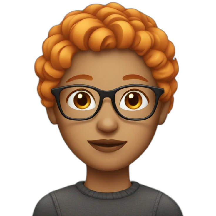 Girl with short orange hair wearing glasses emoji